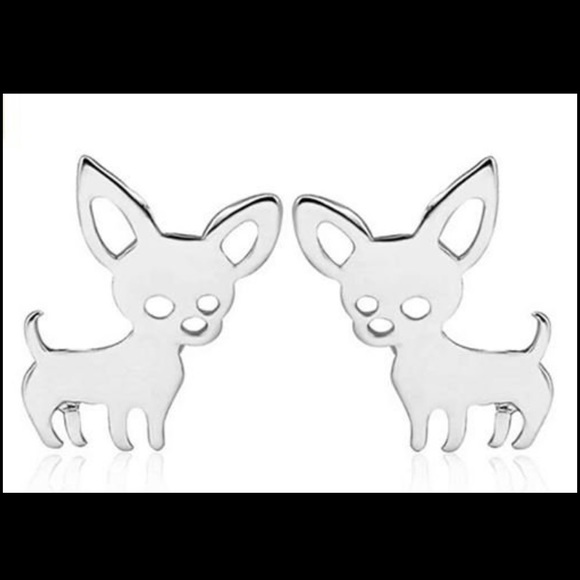 Silver Tone Chihuahua Stud Earring - Picture 5 of 5